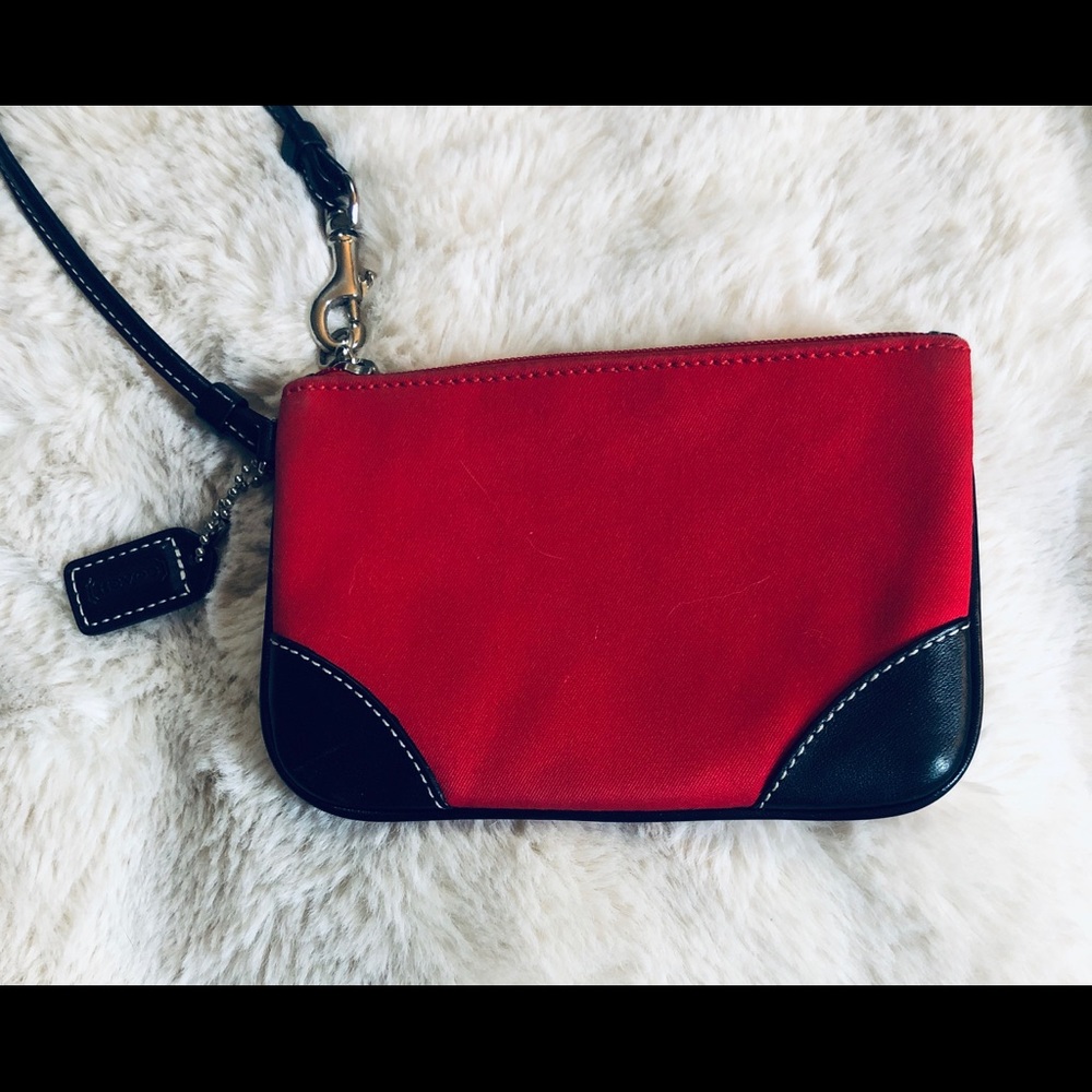 Red & Black Coach Wristlet - Like New